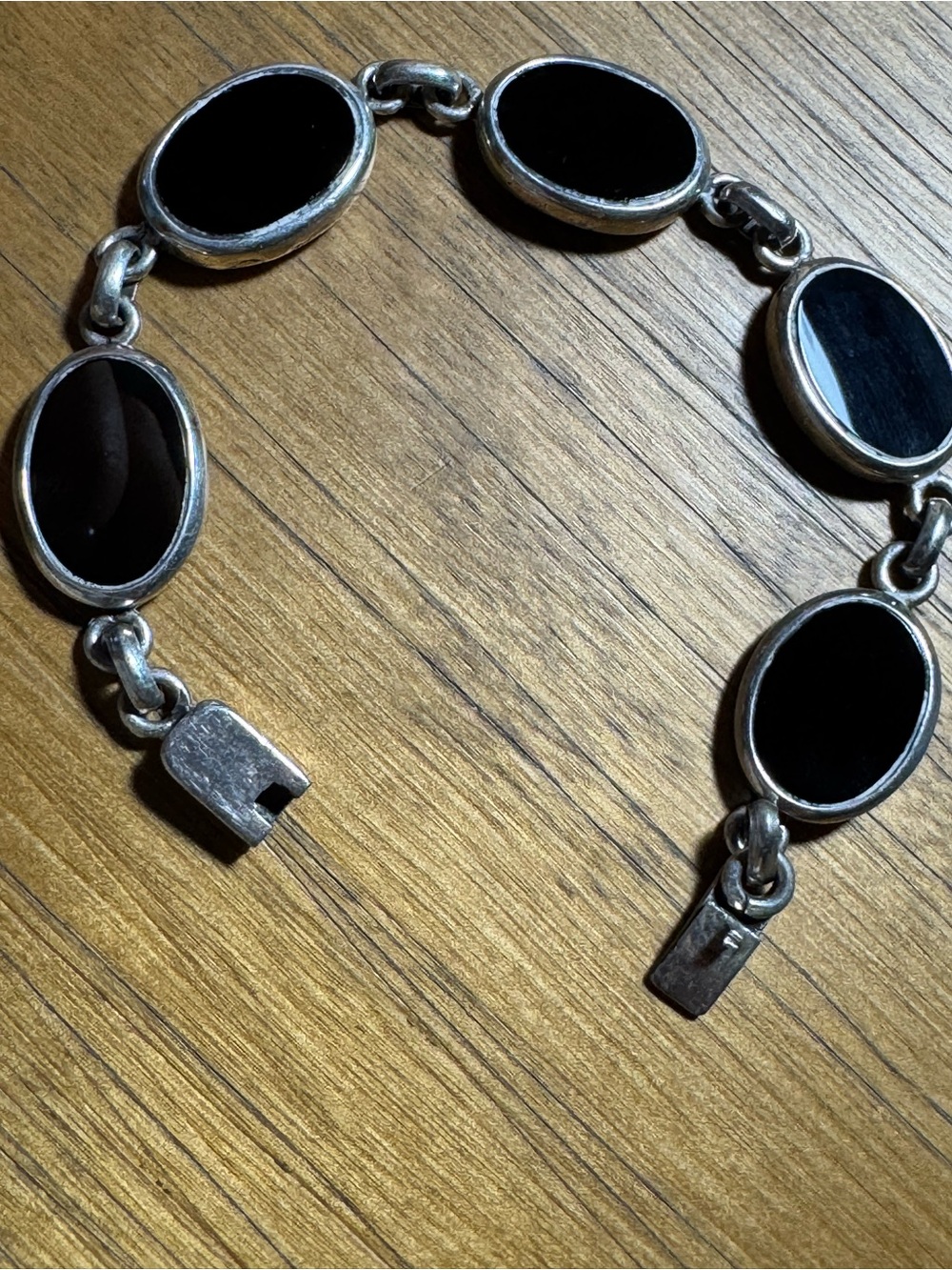 Vintage Mexican 925 Sterling Silver Black Onyx Bracelet
